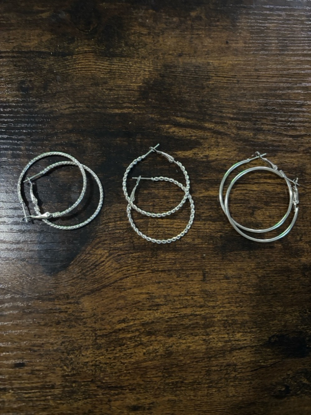 Faux Silver Hoop Earring Set - Classic Silver Hoops for Women